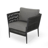 Hanford Modern Club Chair with Woven Rope Design in Grey