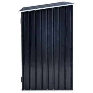 Anthracite Galvanized Steel Firewood Storage Shed with Log Holder - Black