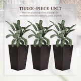 Outsunny set of 3 tall planters with drainage hole, outdoor flower pots, indoor planters for porch, front door, entryway, patio and deck