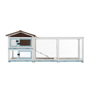 Outdoor Multi-Level Fir Wood Rabbit Hutch