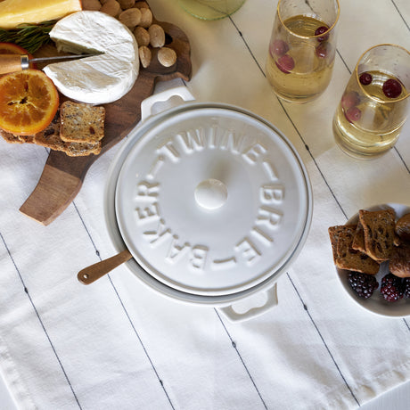 Ceramic brie baker & acacia wood spreader set by twine®
