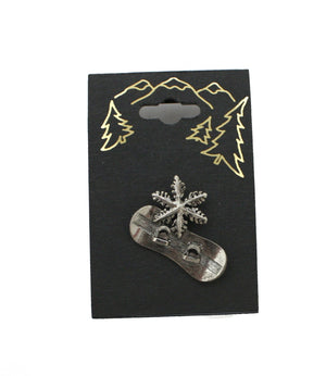 Snowflake Pewter Snowboard Pin