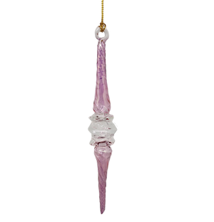 Outer Swirl Icicle Glass Ornaments - Pink - Clear Center
