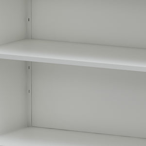 Contemporary Kitchen Pantry Cabinet With Glass Doors, Adjustable Shelves, Steel - Brushed Nickel
