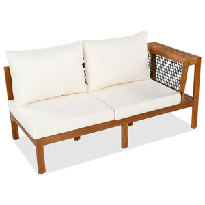 GO 4 Pieces Outdoor Acacia Wood Sofa Set with Coffee Table