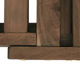 Outdoor adjustable patio wooden daybed sofa chaise lounge with cushions for small places, brown finish+gray cushion