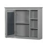 Wall Mounted Medicine Cabinet With Mirror, Storage Cabinet Featuring 6 Open Shelves And Adjustable Interior