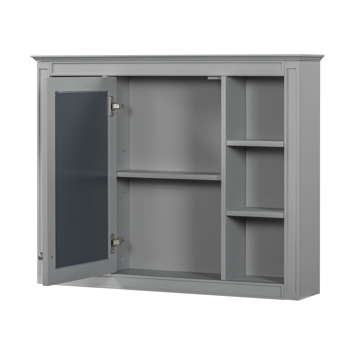 Wall Mounted Medicine Cabinet with Mirror and 6 Open Shelves - Multiple Colors