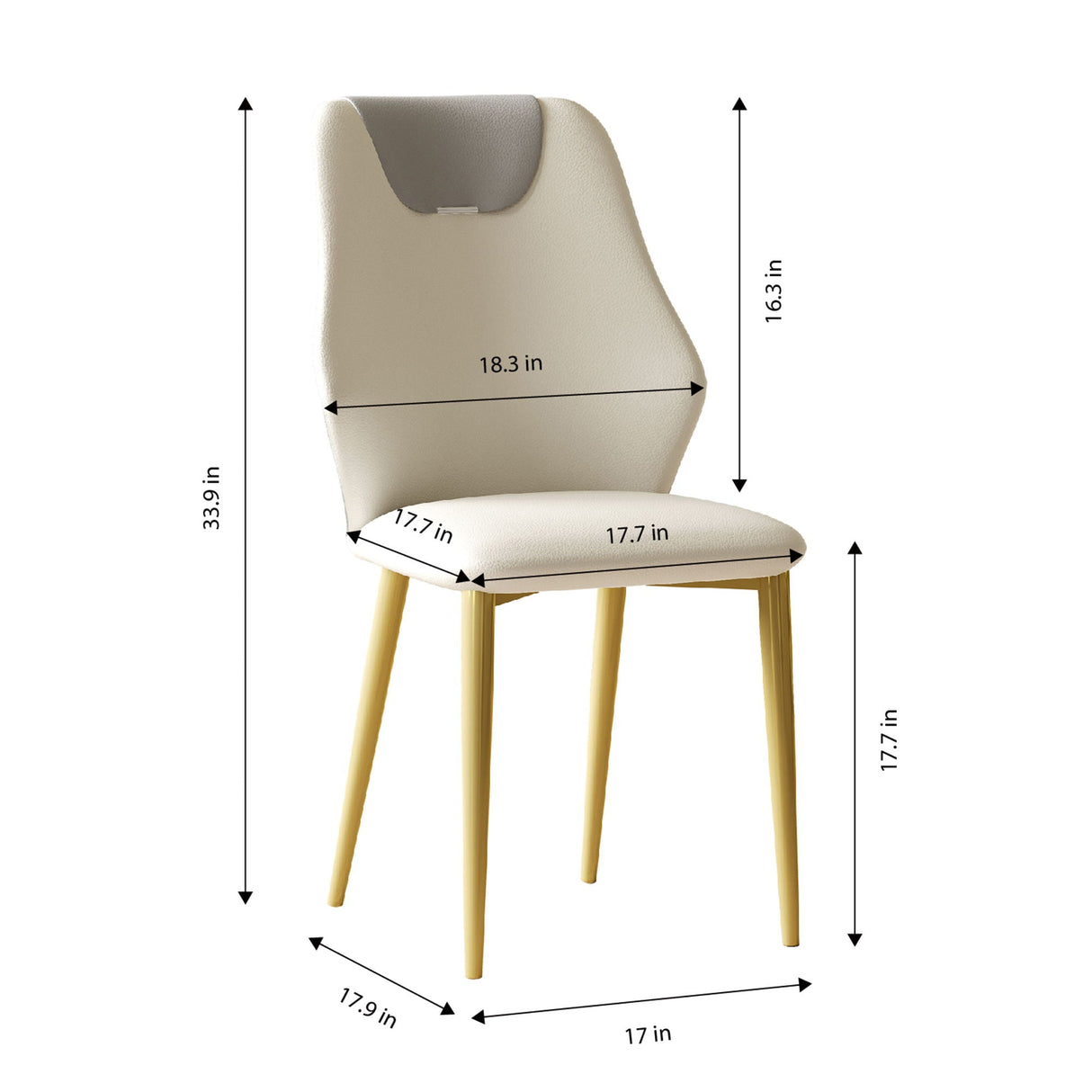 Dining Chairs (Set of 2) - Beige / Gray