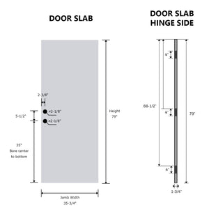 36 x 80 Fiberglass Entry Door Slab Only, Frosted Glass