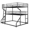 Industrial Triple Bunk Bed With Dual Ladders Frame, Space Saving Design