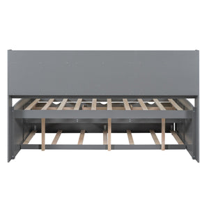 Captain Bed With Built In Bookshelves, 3 Storage Drawers, And Trundle