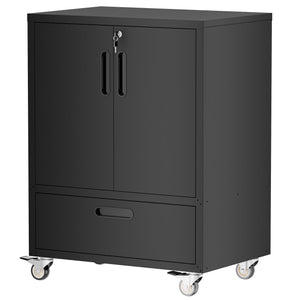 Mobile Tool Cart With Lockable Casters, Heavy-Duty Storage Organizer - Black