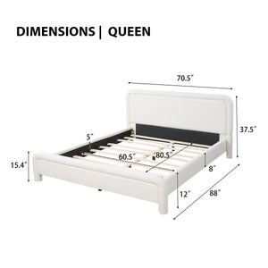 Queen Size Upholstered Platform Bed Frame