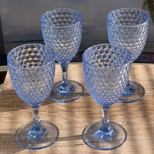 Diamond Cut Plastic Wine Glasses (Set of 4)