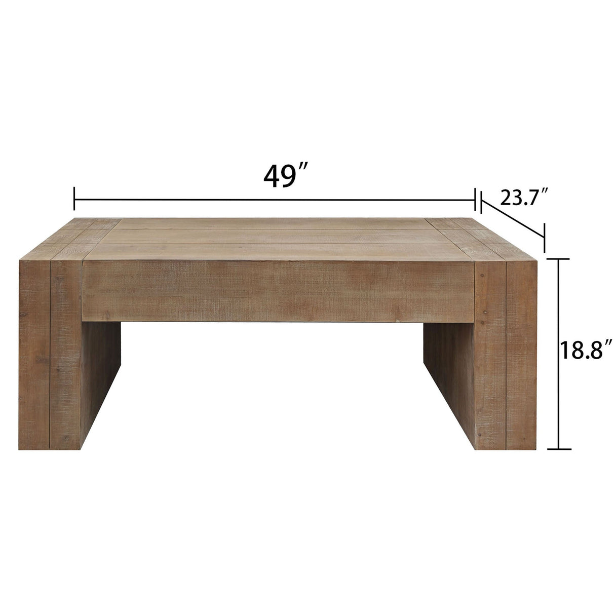Rustic Wood Coffee Table, 49in Modern Farmhouse Rectangular Table for Living Room