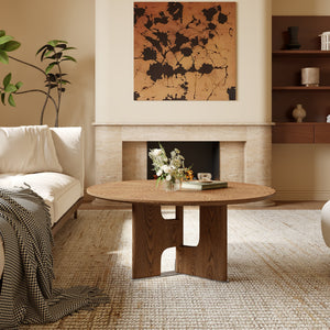Rustic Ash Wood Veneer Coffee Table