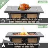 28' Propane Gas Fire Pit Table50000 BTU Square Steel Fire Pit -Brown