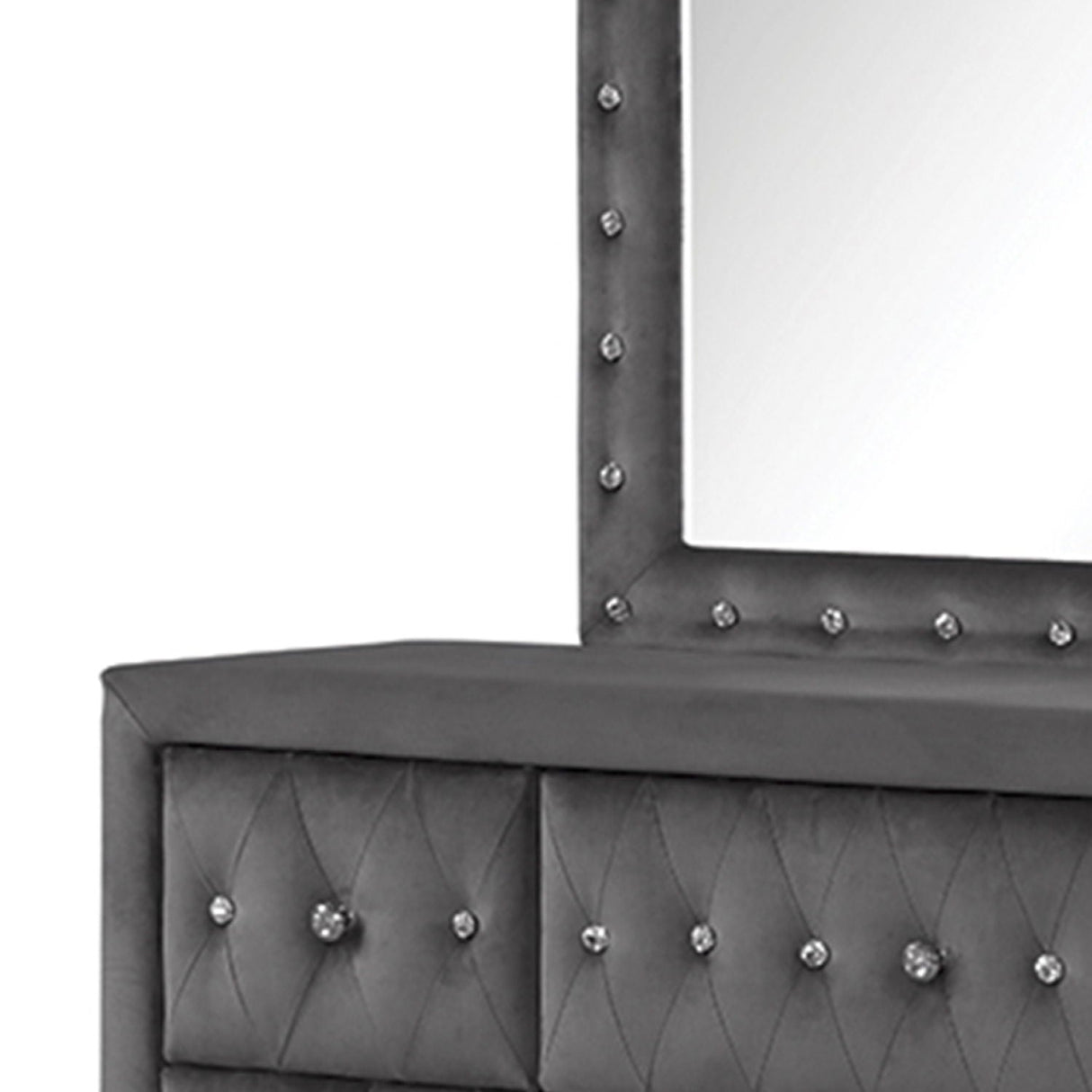 Sophia - Tufted Mirror - Gray