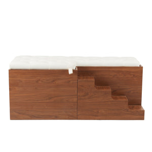 2 in 1 Dog Crate with Padded Seat Walnut 56'L Furniture Style