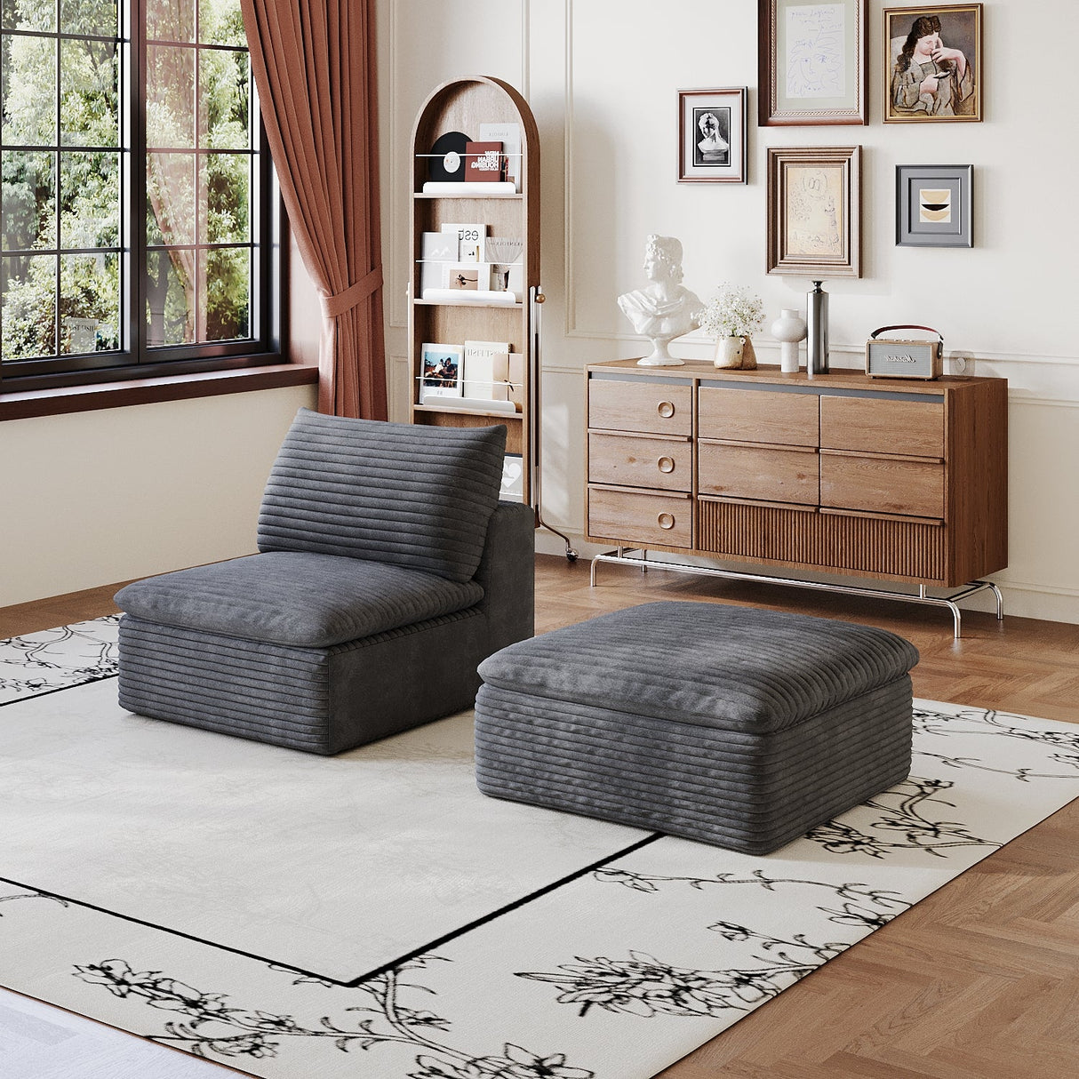 1 Middle Seat Sofa with Ottoman