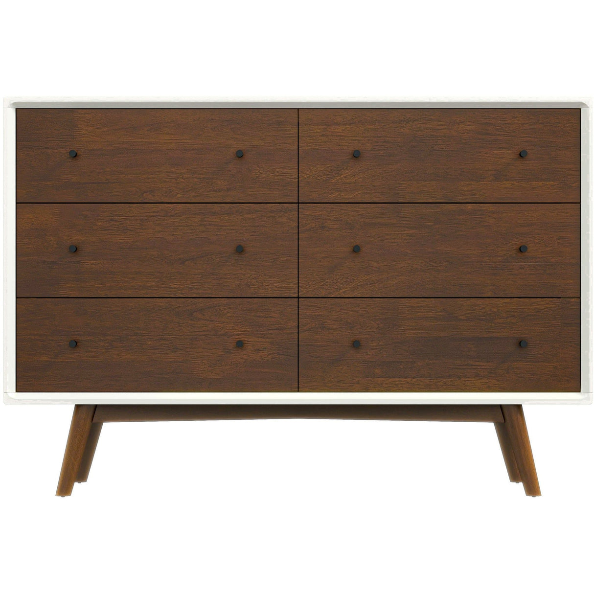 Dresser 6 Drawer - Dark Brown / White