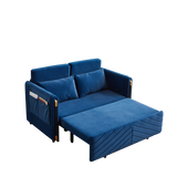 Convertible Velvet Loveseat Sleeper with Arm Storage and Adjustable Back