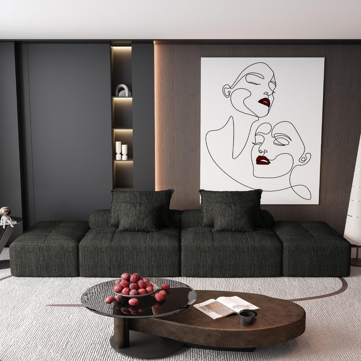 Modern Oversized Modular Sectional Sofa with Pillows - Multiple Colors