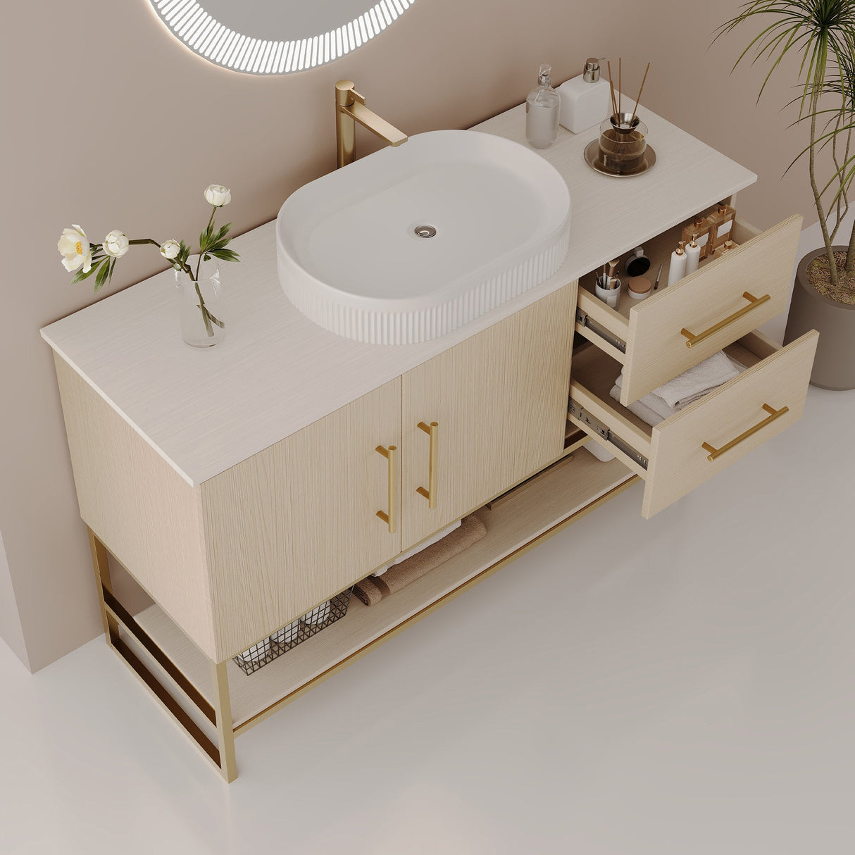 36" Modern Bathroom Vanity with Ceramic Vessel Sink