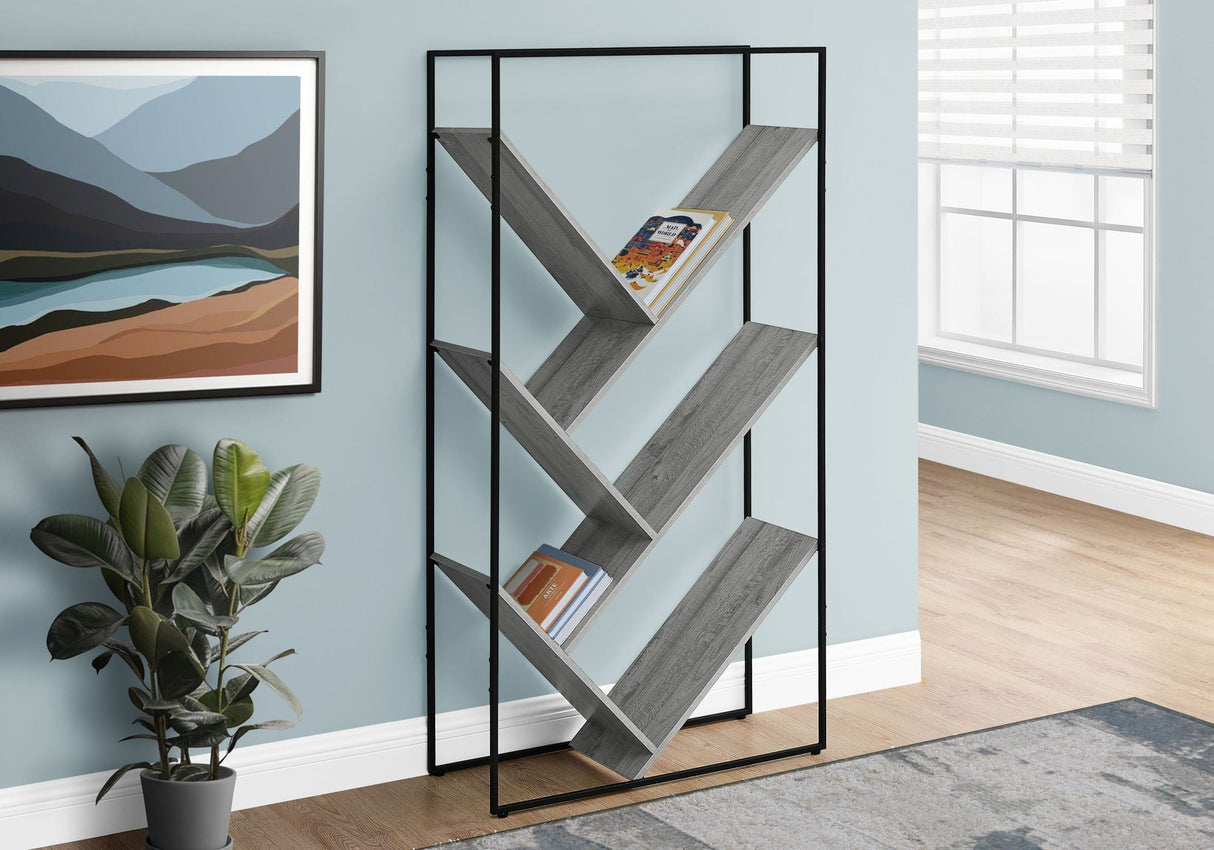 3-Tier Contemporary Bookshelf with Reclaimed Wood Finish