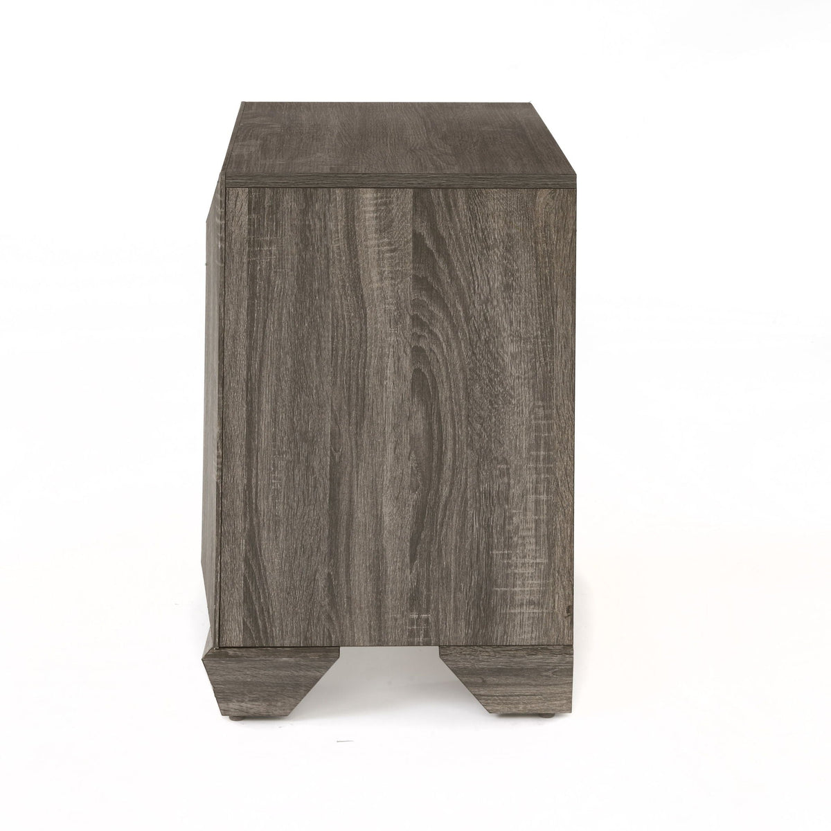 Weathered Grain Nightstand with Two Spacious Drawers - Gray