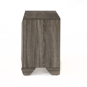 Weathered Grain Nightstand with Two Spacious Drawers - Gray
