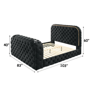 Kana - Eastern King Bed With LED, Fireplace & TV Stand - Black