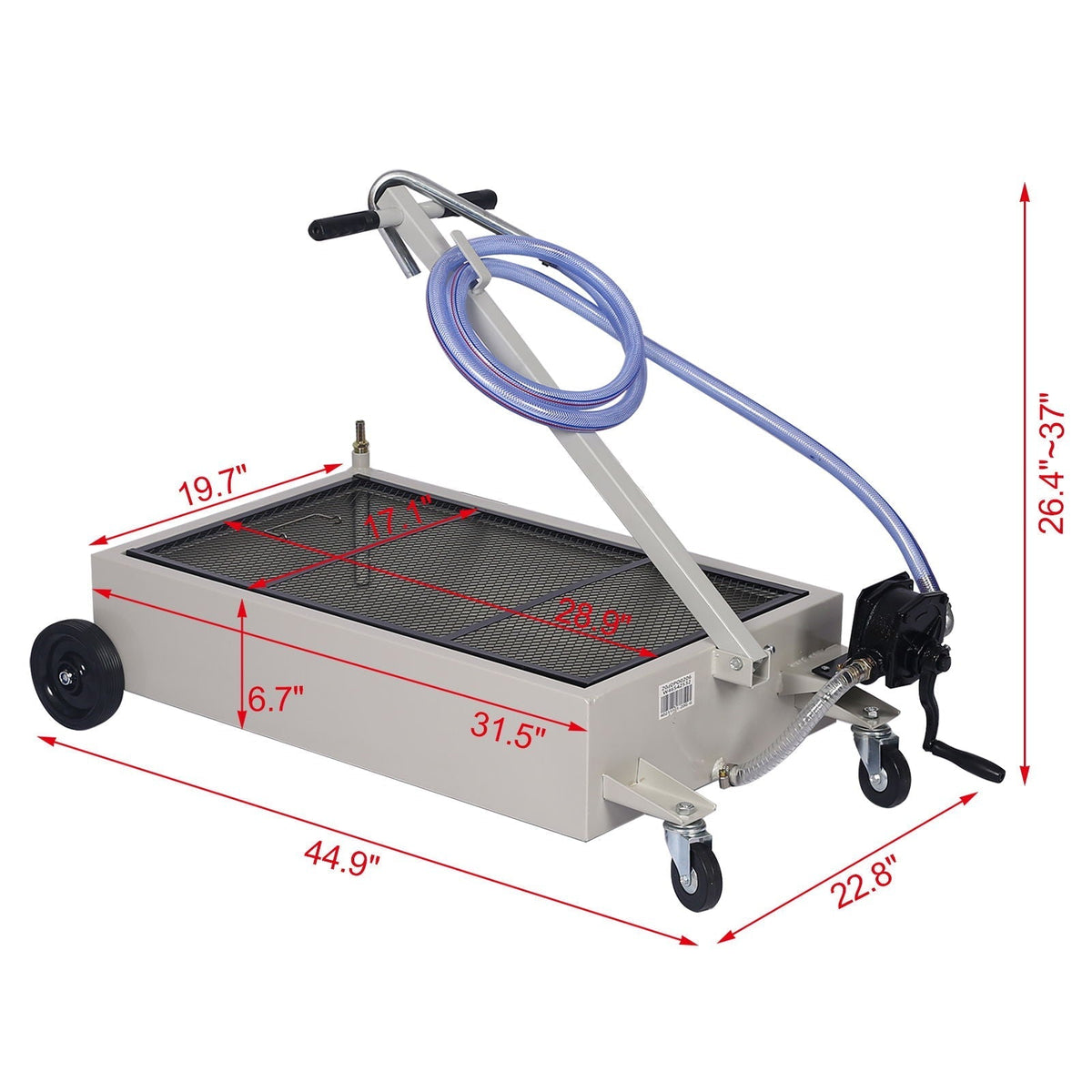 Heavy Duty 20 Gallon Low Profile Oil Drain with Pump - Gray