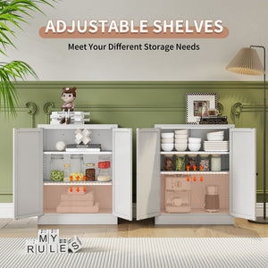 Pantry Cabinet With Adjustable Shelves Freestanding Kitchen Storage Organizer - White