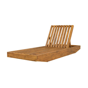 Modern Acacia Wood Outdoor Chaise Lounge
