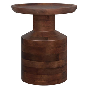Handcrafted Wooden Accent Table with Sculptural Design - Multiple Colors