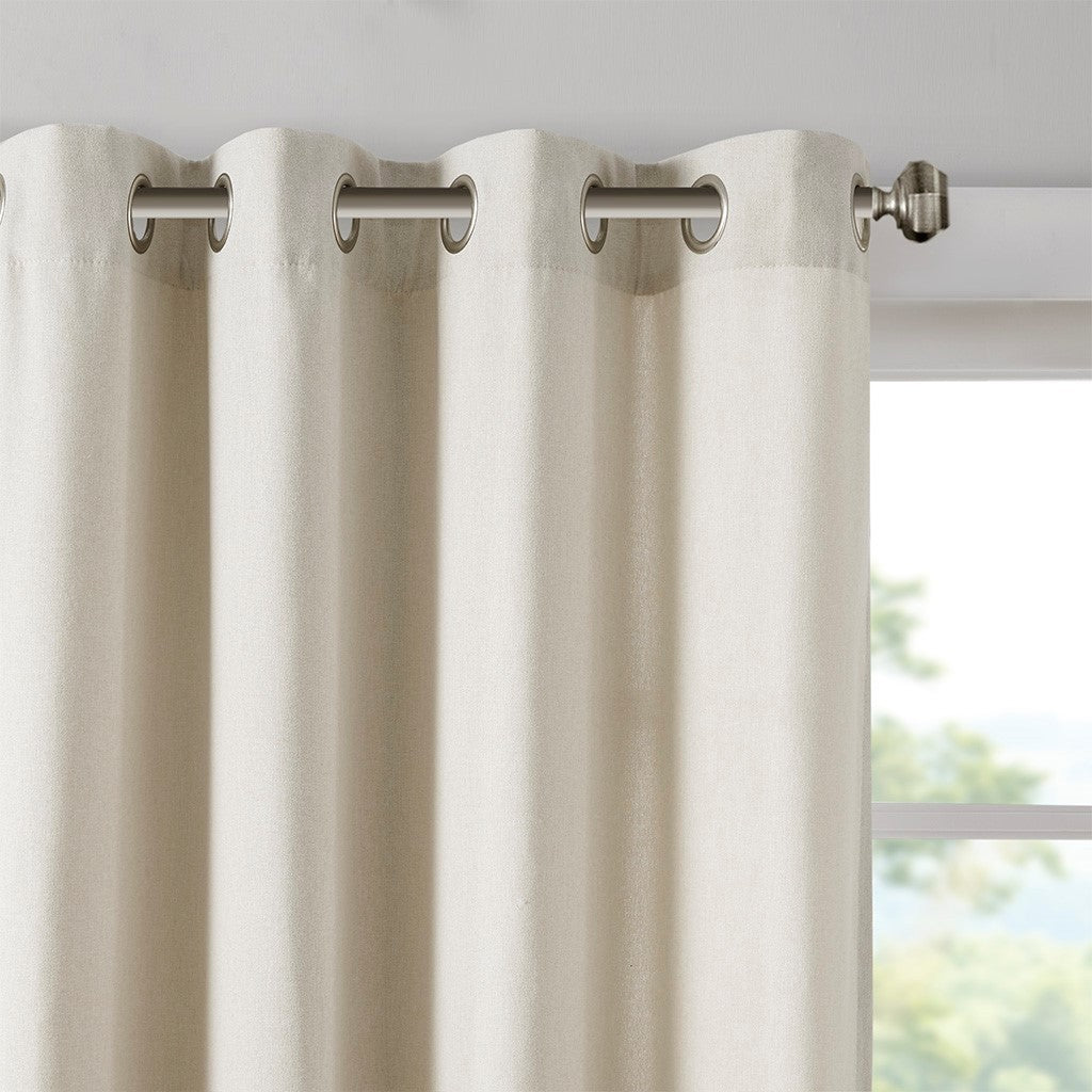 Plaid rod pocket and back tab curtain panel with fleece lining