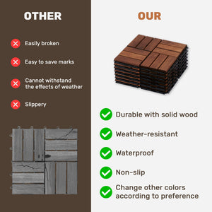 Acacia Wood Interlocking Deck Tiles - Checker Pattern