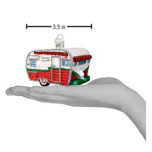Travel Trailer Glass Ornament