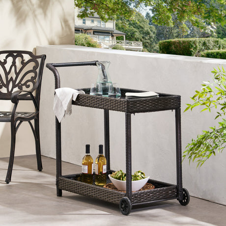 The Entertainer’s Rolling Wicker Bar Cart by Christopher knight Home