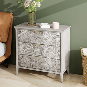 3 Drawer Cabinet, American Furniture, Suitable For Bedroom, Living Room - Light Gray