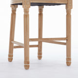 Upholstered Bar Stool with Round Rattan Back, Set of 2