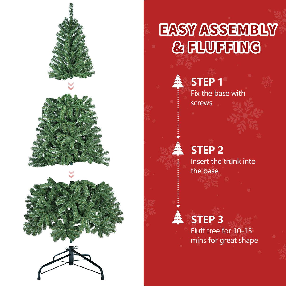 7FT Artificial Christmas Tree with 774 PVC Tips, Hinged Structure & Metal Stand – Full