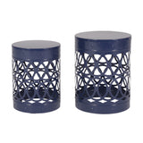 Delight Powder-Coated Iron End Table Set of 2, Navy Blue