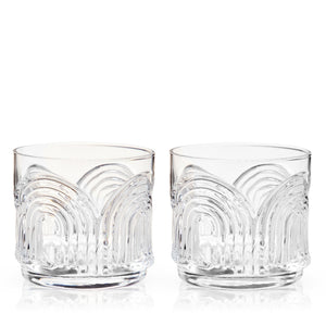 Deco Beau Crystal Lowball Tumblers Viski® - Tuesday Morning - Tumblers