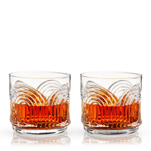 Deco Beau Crystal Lowball Tumblers Viski® - Tuesday Morning - Tumblers