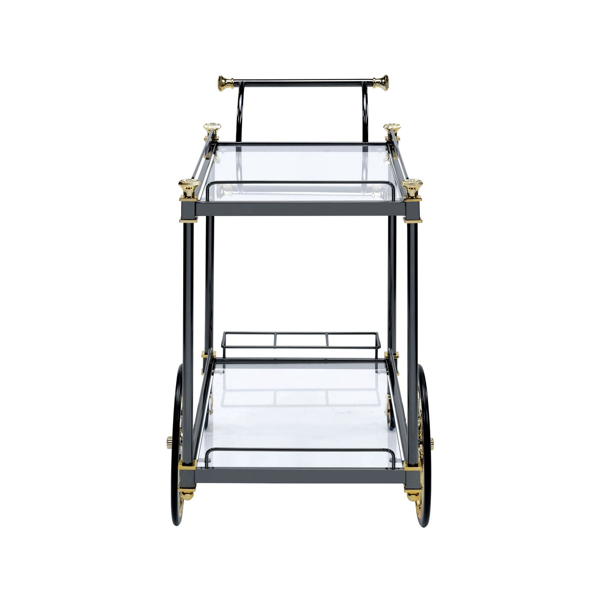 Cyrus Clear Glass Serving Cart - Black / Gold