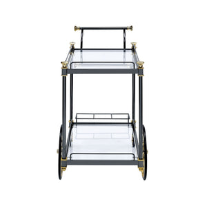Cyrus Clear Glass Serving Cart - Black / Gold