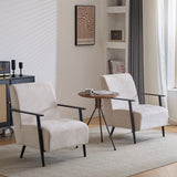Modern Beige Lounge Chair Set with Polyester Upholstery and Metal Frame, 26.38'